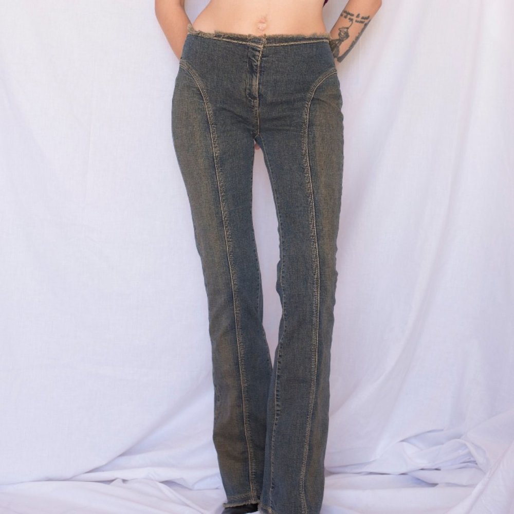 Y2K Mid Rise Bootcut Fringe Jeans - Picture 4 of 4